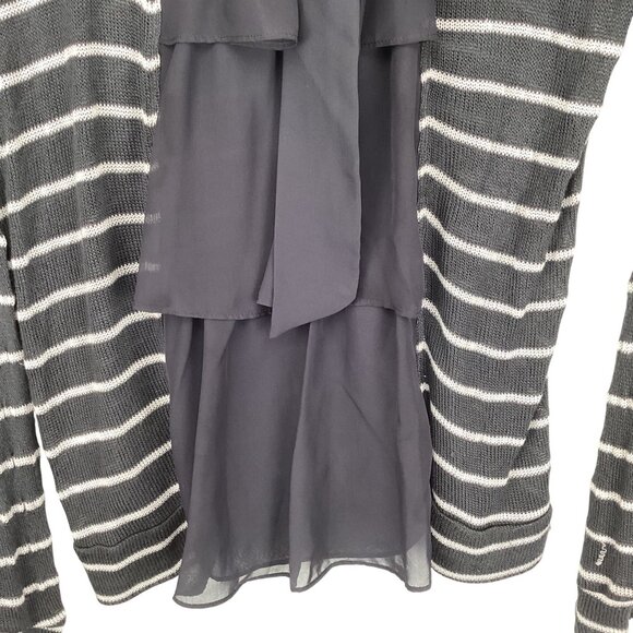 Clu + Willoughby Womens Sweater SIze Small Gray White Striped Back Detailing - Picture 6 of 8